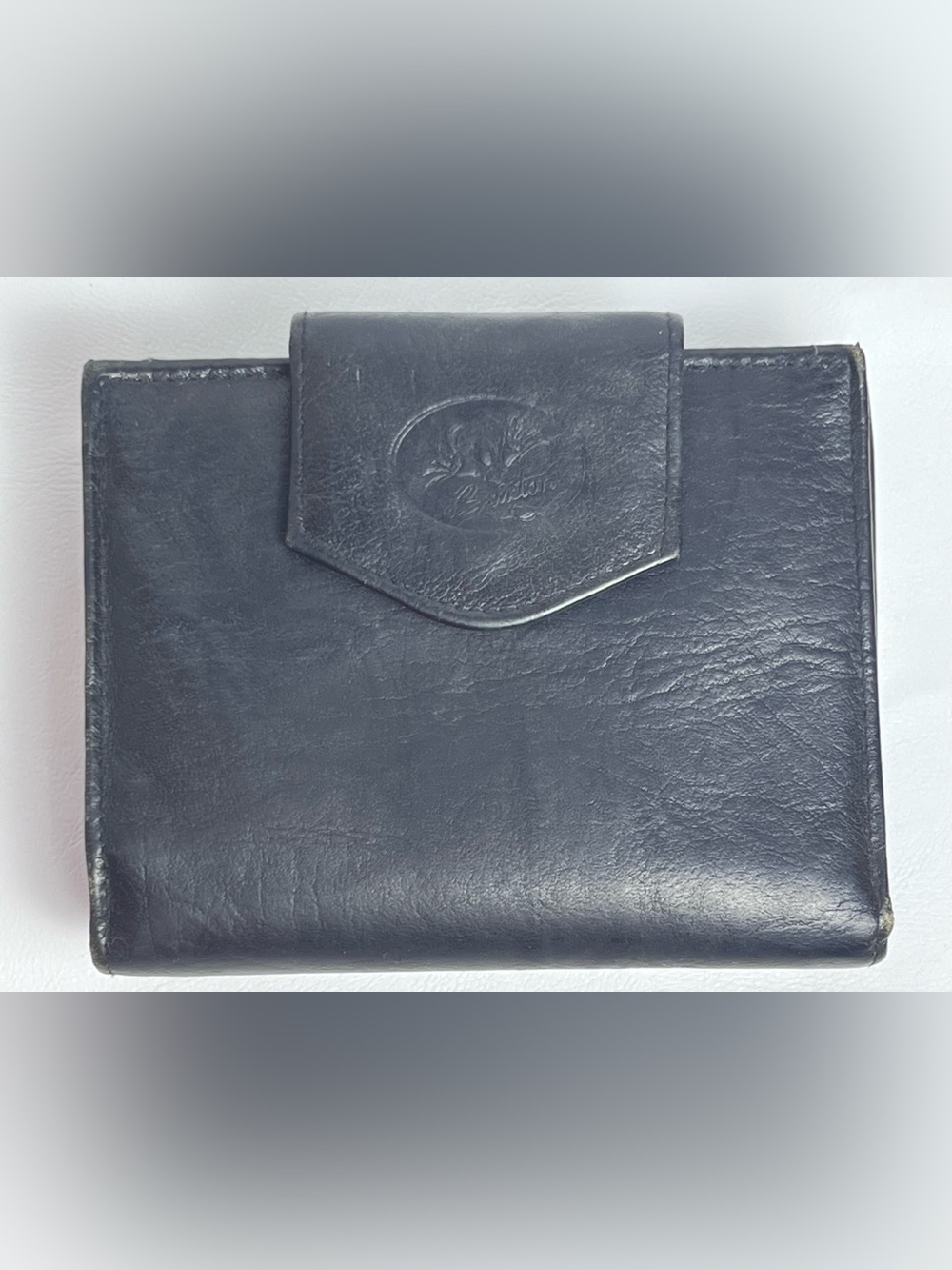 VTG Buxton Top Grain Cow Hide Wallet Womens Black Leather Coin Purse Card Holder